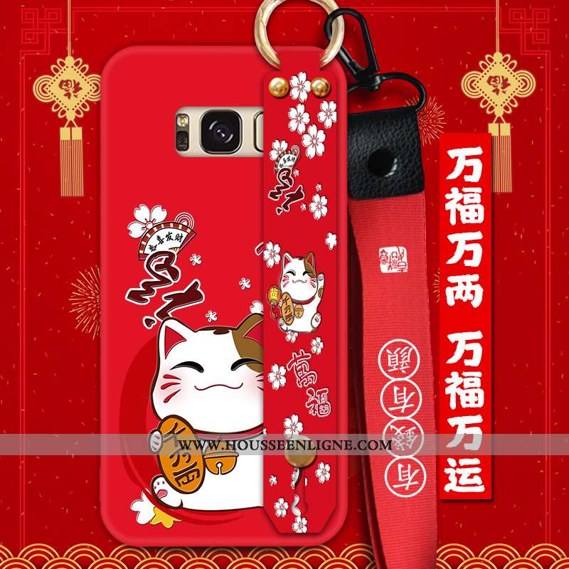 Coque Samsung Galaxy S8 Silicone Protection Ornements Suspendus Tendance Téléphone Portable Rouge Fl