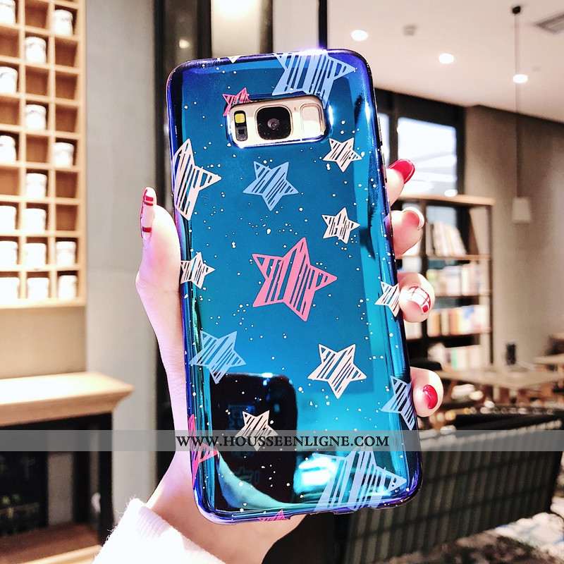 Coque Samsung Galaxy S8+ Tendance Fluide Doux Téléphone Portable Bleu Étui Amoureux