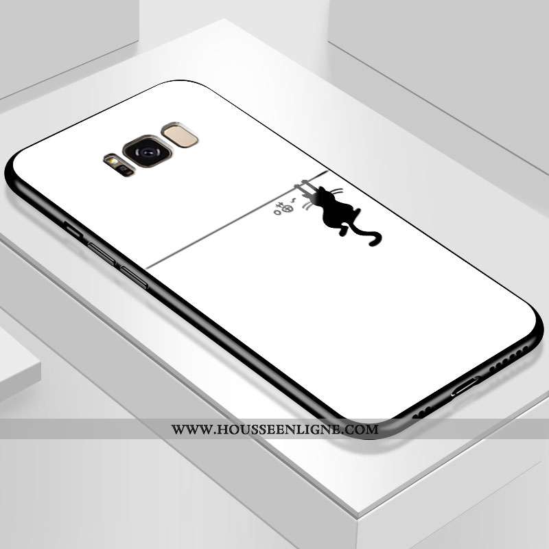 Coque Samsung Galaxy S8+ Verre Personnalité Blanc Fluide Doux Difficile Tout Compris Blanche