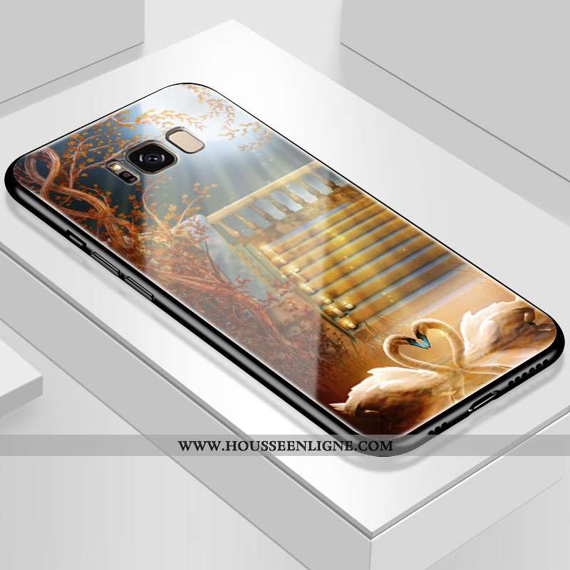 Coque Samsung Galaxy S8+ Verre Personnalité Blanc Fluide Doux Difficile Tout Compris Blanche