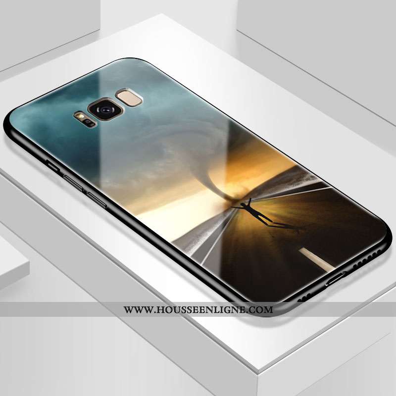 Coque Samsung Galaxy S8+ Verre Personnalité Blanc Fluide Doux Difficile Tout Compris Blanche