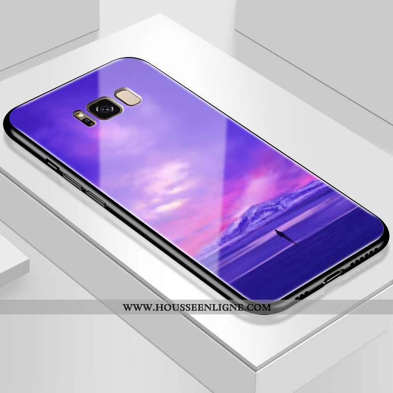 Coque Samsung Galaxy S8+ Verre Personnalité Blanc Fluide Doux Difficile Tout Compris Blanche