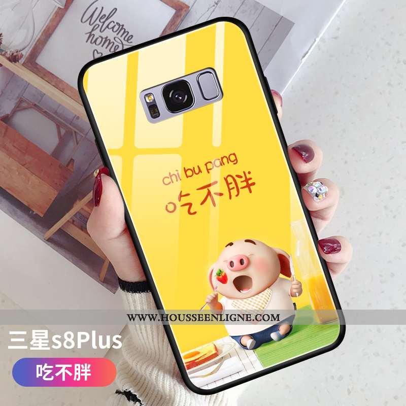 Coque Samsung Galaxy S8+ Verre Personnalité Silicone Vert Amoureux Téléphone Portable Verte