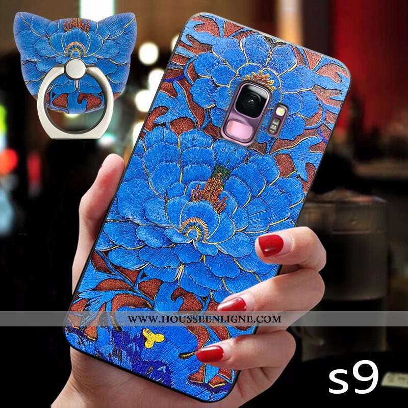 Coque Samsung Galaxy S9 Créatif Ultra Étoile Luxe Étui Nouveau Style Chinois Bleu