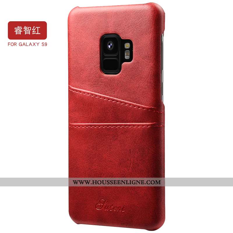 Coque Samsung Galaxy S9 Cuir Fluide Doux Téléphone Portable Vent Bleu Luxe