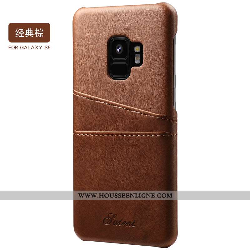 Coque Samsung Galaxy S9 Cuir Fluide Doux Téléphone Portable Vent Bleu Luxe