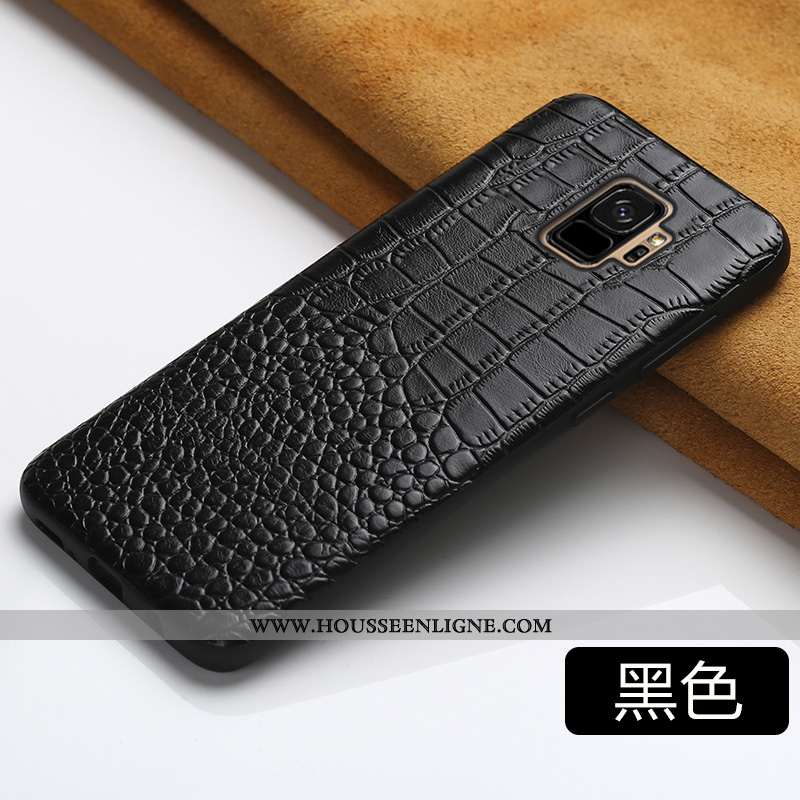 Coque Samsung Galaxy S9 Cuir Personnalité Bovins Luxe Tout Compris Créatif Véritable Bleu