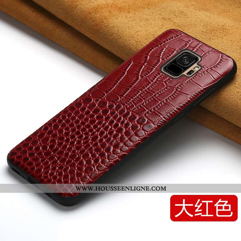 Coque Samsung Galaxy S9 Cuir Personnalité Bovins Luxe Tout Compris Créatif Véritable Bleu