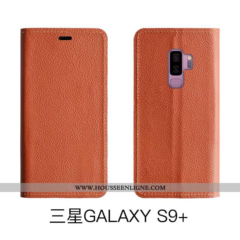 Coque Samsung Galaxy S9+ Cuir Véritable Cuir Étui Bleu Étoile Tout Compris Bovins