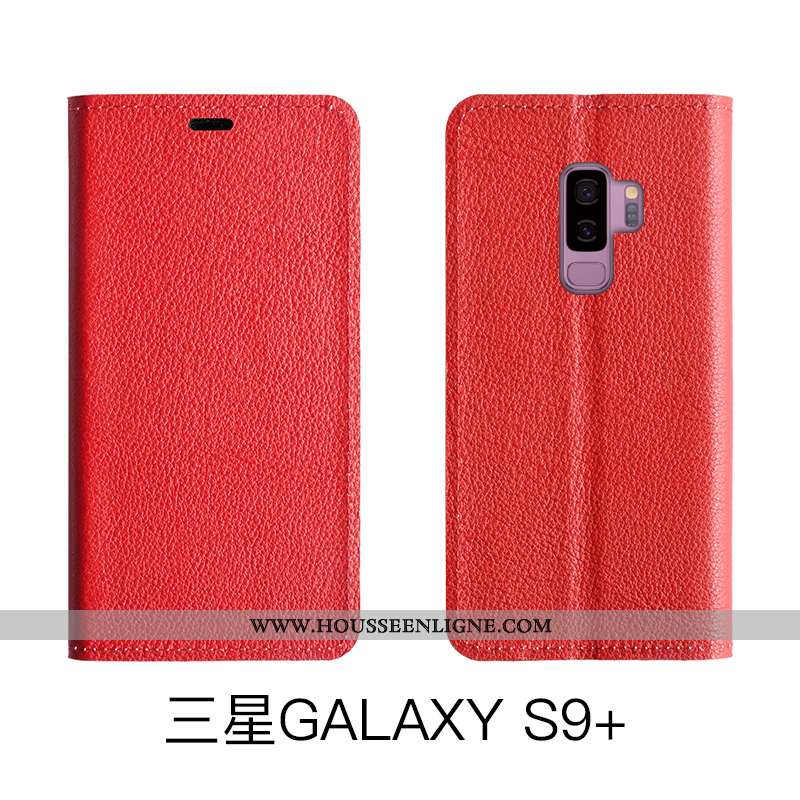 Coque Samsung Galaxy S9+ Cuir Véritable Cuir Étui Bleu Étoile Tout Compris Bovins