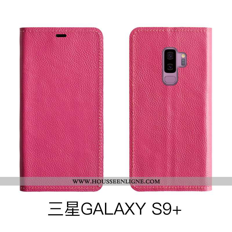 Coque Samsung Galaxy S9+ Cuir Véritable Cuir Étui Bleu Étoile Tout Compris Bovins