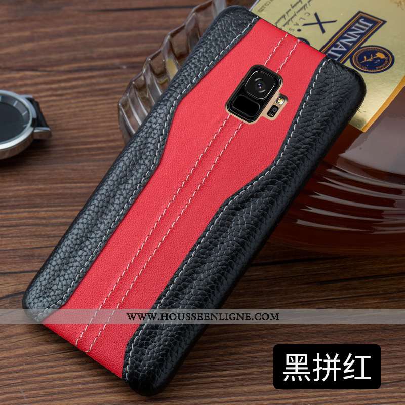 Coque Samsung Galaxy S9 Cuir Véritable Ultra Créatif Incassable Luxe Cuir Business Rouge