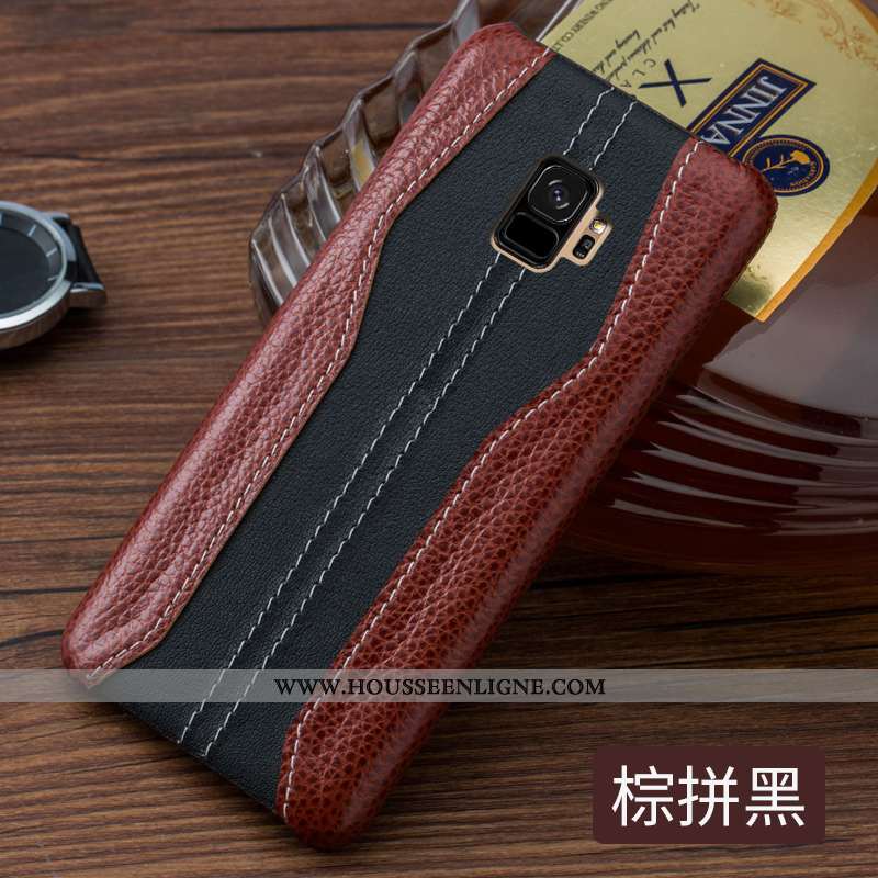 Coque Samsung Galaxy S9 Cuir Véritable Ultra Créatif Incassable Luxe Cuir Business Rouge