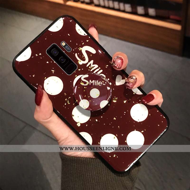 Coque Samsung Galaxy S9+ Fluide Doux Protection Point D'onde Rouge Téléphone Portable Grand