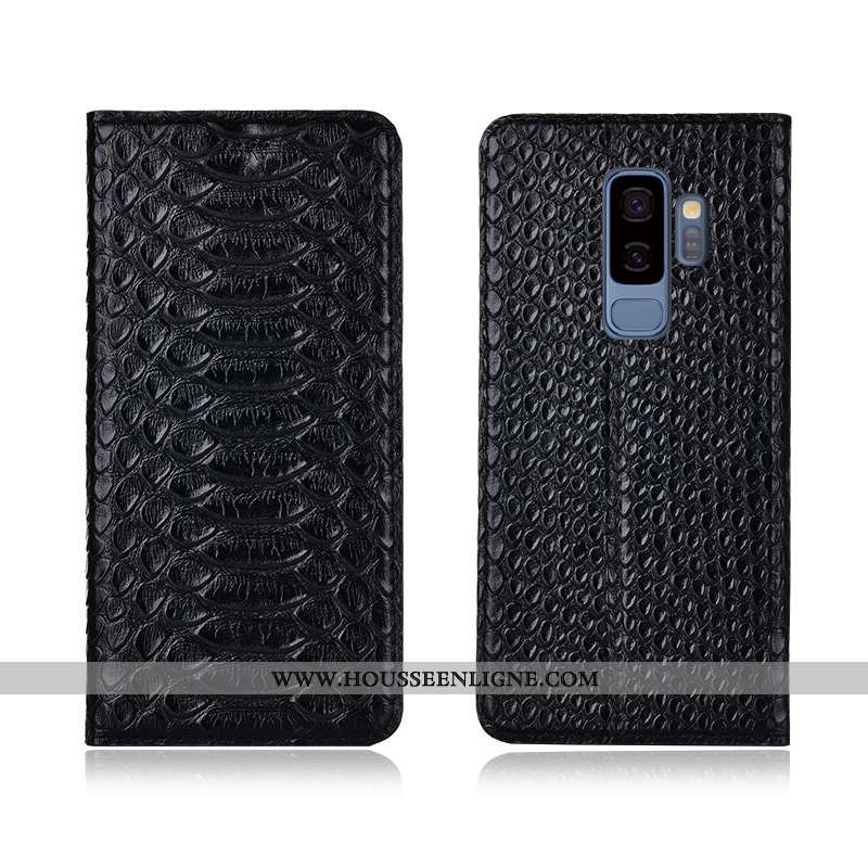 Coque Samsung Galaxy S9+ Fluide Doux Protection Tout Compris Cuir Véritable Cuir Étoile Incassable N