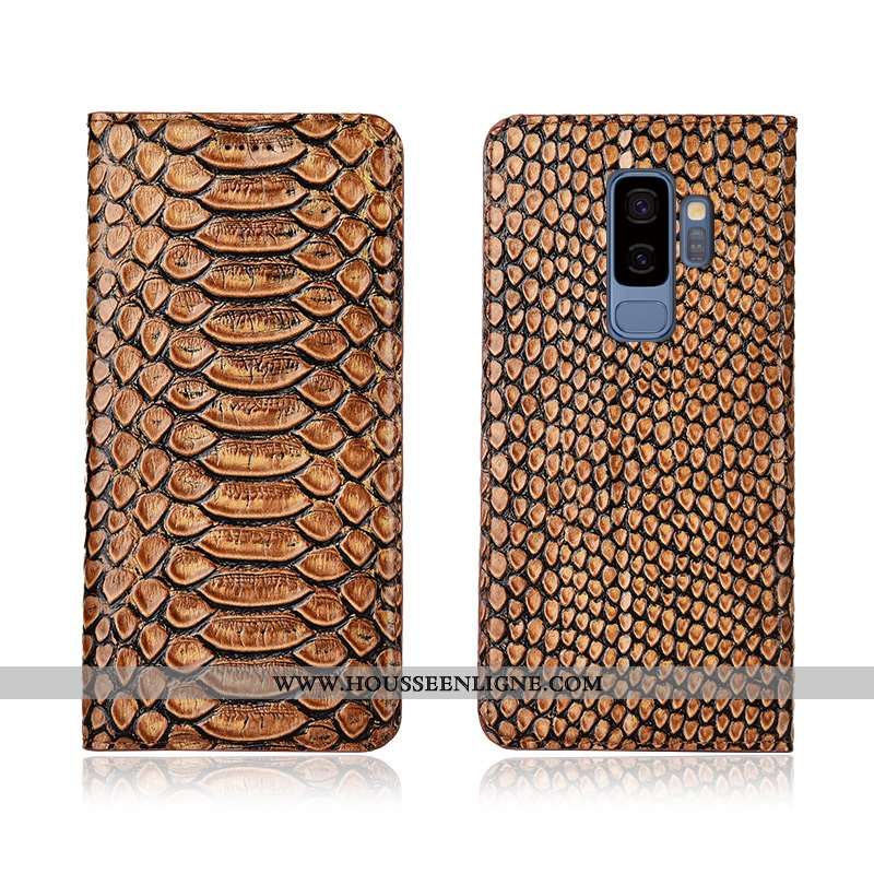 Coque Samsung Galaxy S9+ Fluide Doux Protection Tout Compris Cuir Véritable Cuir Étoile Incassable N
