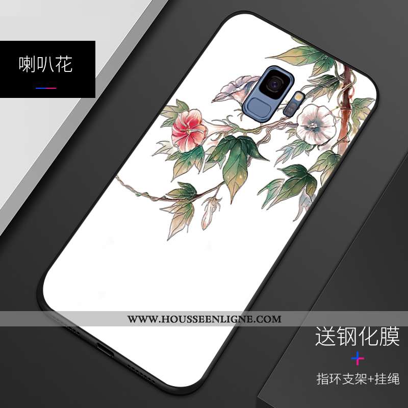 Coque Samsung Galaxy S9 Fluide Doux Silicone Gaufrage Incassable Motif Étui Bleu