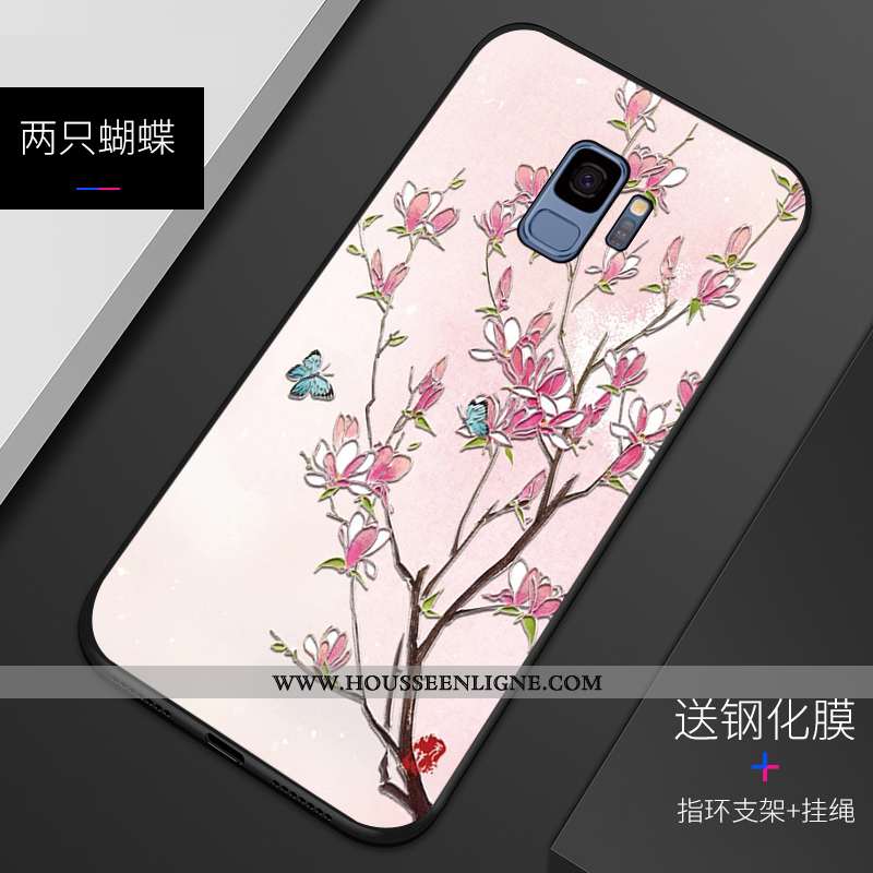 Coque Samsung Galaxy S9 Fluide Doux Silicone Gaufrage Incassable Motif Étui Bleu