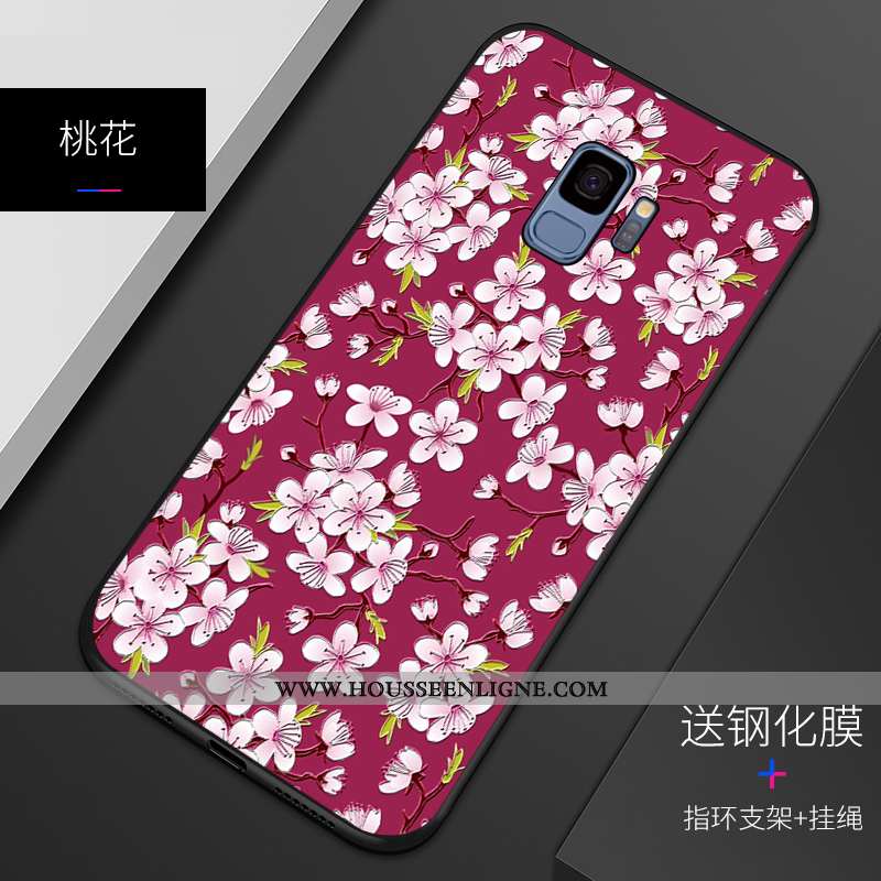 Coque Samsung Galaxy S9 Fluide Doux Silicone Gaufrage Incassable Motif Étui Bleu
