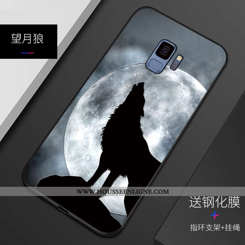 Coque Samsung Galaxy S9 Fluide Doux Silicone Gaufrage Incassable Motif Étui Bleu