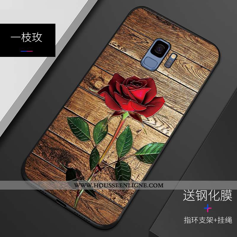 Coque Samsung Galaxy S9 Fluide Doux Silicone Gaufrage Incassable Motif Étui Bleu