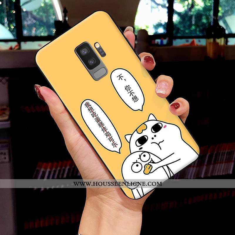 Coque Samsung Galaxy S9+ Fluide Doux Silicone Net Rouge Personnalité Étui Jaune Étoile