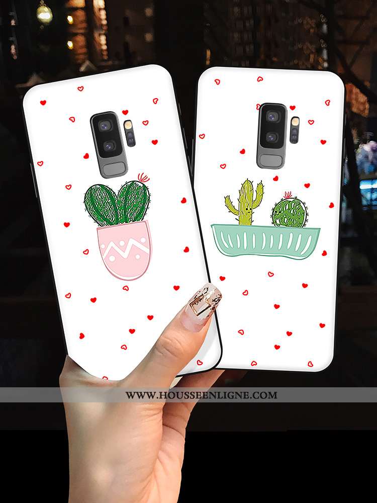 Coque Samsung Galaxy S9+ Fluide Doux Silicone Net Rouge Personnalité Étui Jaune Étoile