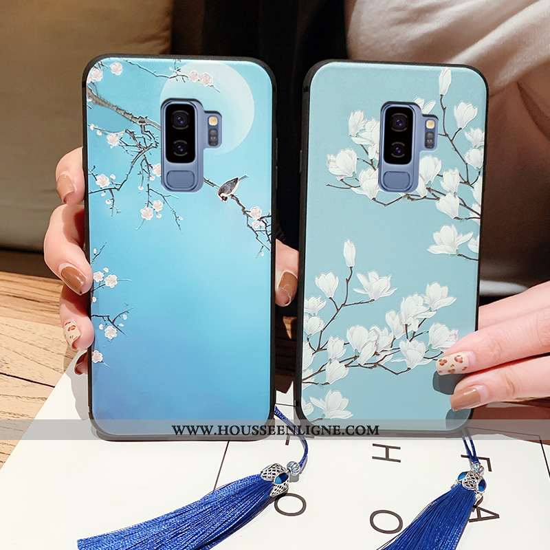Coque Samsung Galaxy S9+ Fluide Doux Silicone Téléphone Portable Bleu Incassable Étui