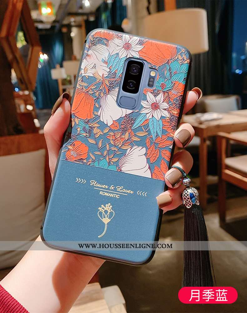 Coque Samsung Galaxy S9+ Fluide Doux Silicone Téléphone Portable Bleu Incassable Étui