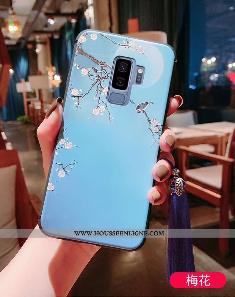 Coque Samsung Galaxy S9+ Fluide Doux Silicone Téléphone Portable Bleu Incassable Étui