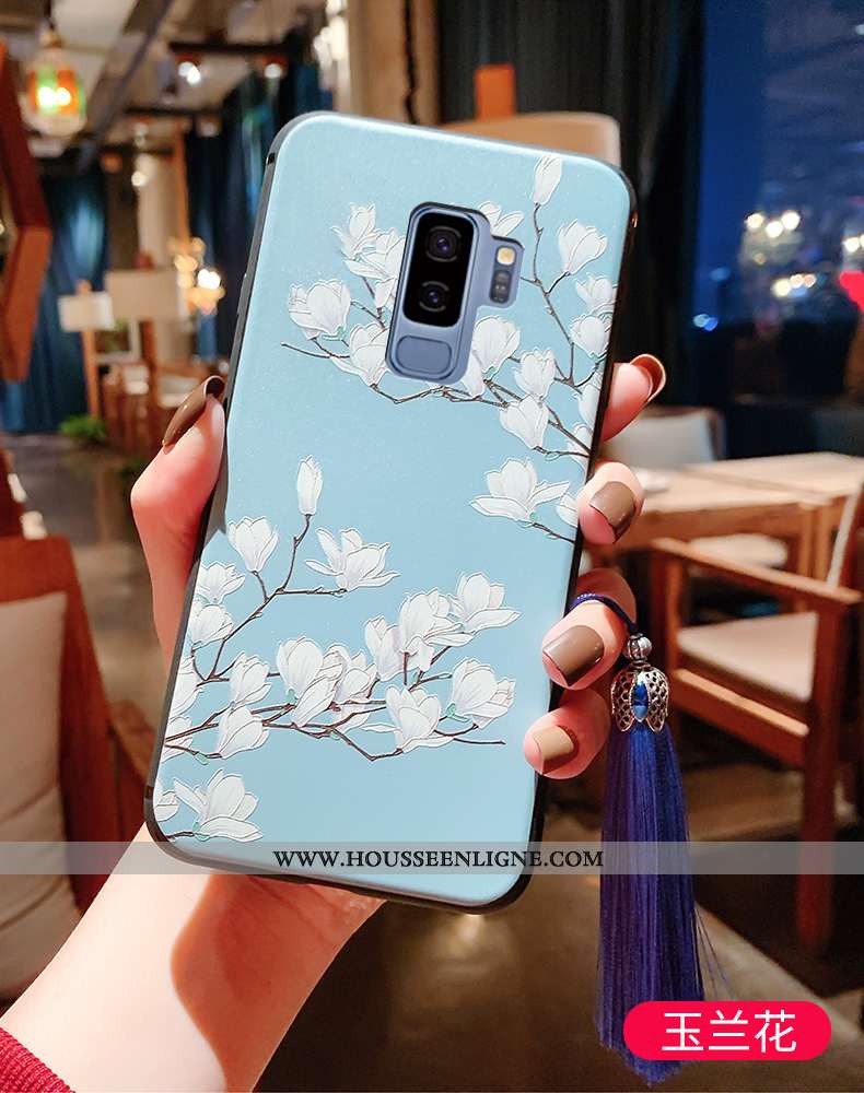 Coque Samsung Galaxy S9+ Fluide Doux Silicone Téléphone Portable Bleu Incassable Étui