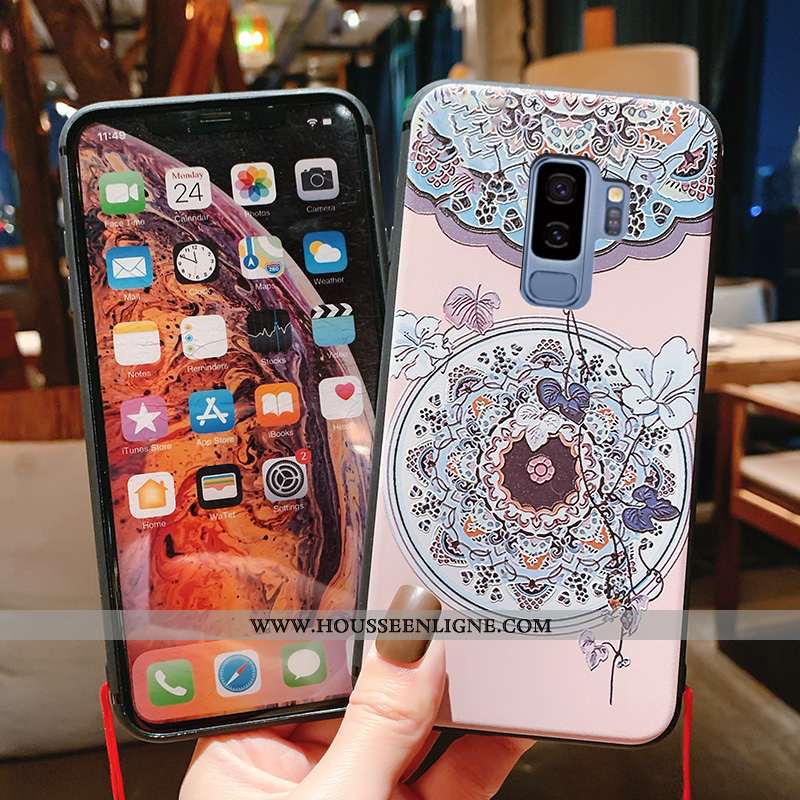 Coque Samsung Galaxy S9+ Fluide Doux Silicone Téléphone Portable Bleu Incassable Étui