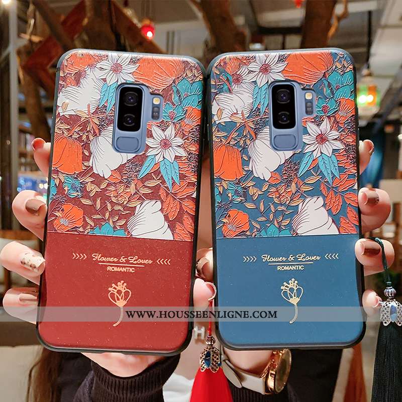 Coque Samsung Galaxy S9+ Fluide Doux Silicone Téléphone Portable Bleu Incassable Étui