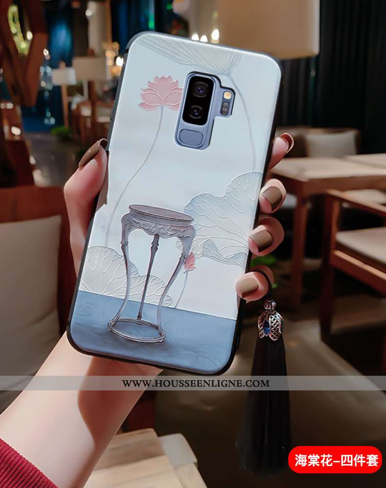 Coque Samsung Galaxy S9+ Fluide Doux Silicone Vent Légère Ultra Protection Gaufrage Bleu