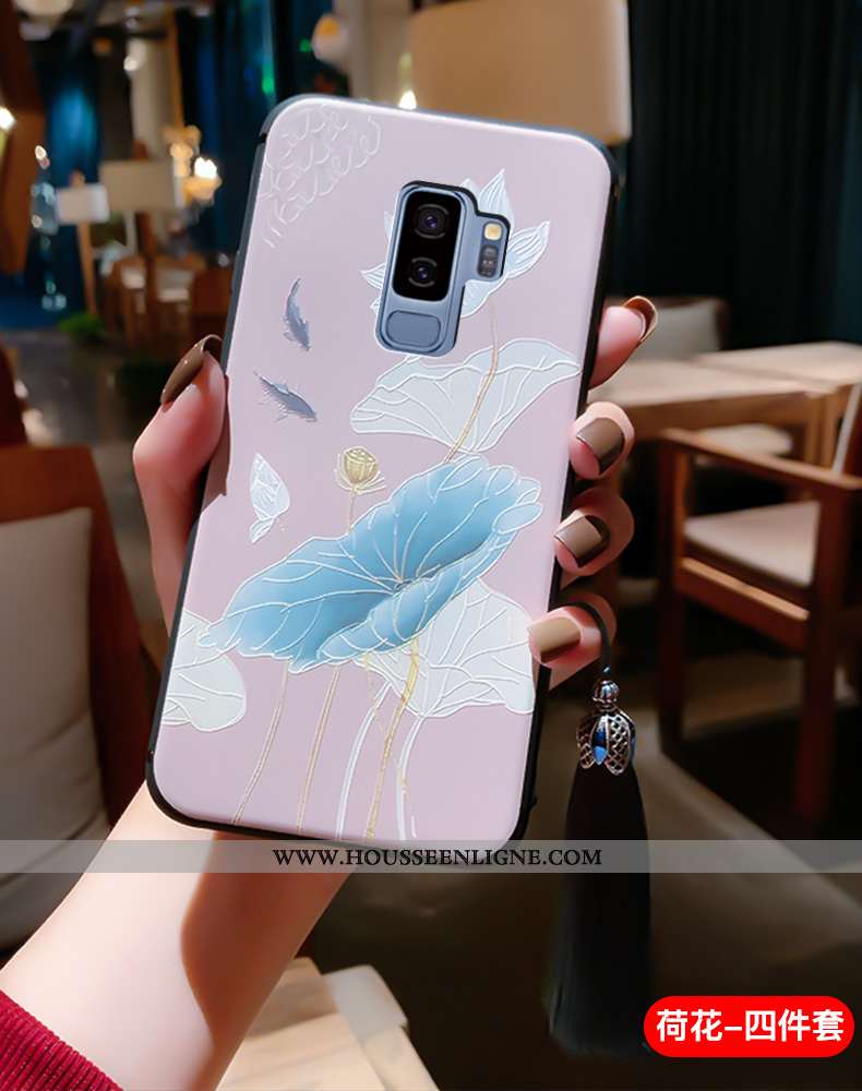 Coque Samsung Galaxy S9+ Fluide Doux Silicone Vent Légère Ultra Protection Gaufrage Bleu