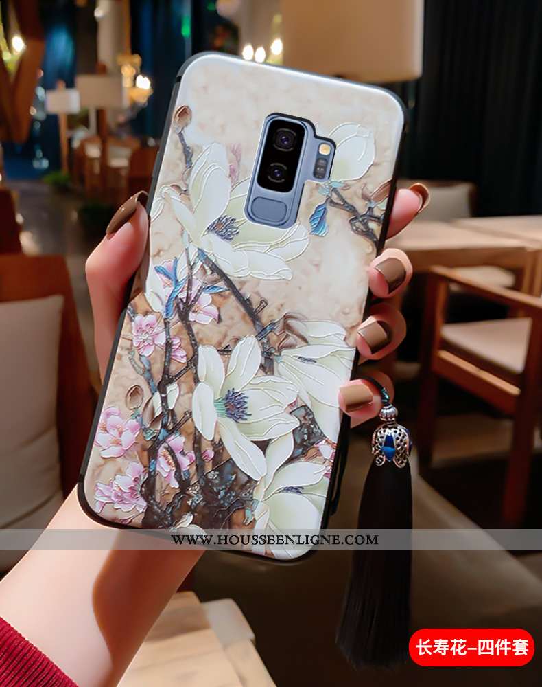 Coque Samsung Galaxy S9+ Fluide Doux Silicone Vent Légère Ultra Protection Gaufrage Bleu