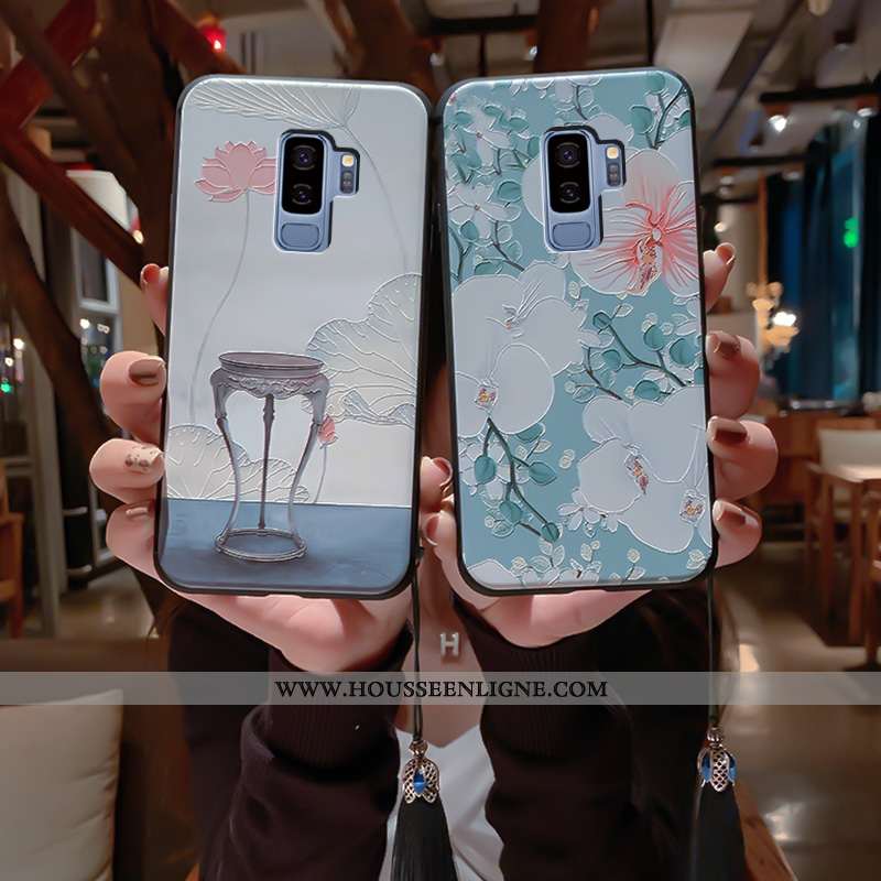 Coque Samsung Galaxy S9+ Fluide Doux Silicone Vent Légère Ultra Protection Gaufrage Bleu