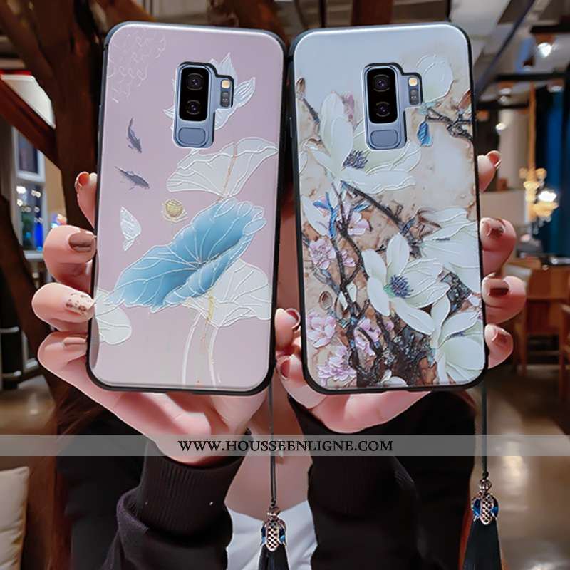 Coque Samsung Galaxy S9+ Fluide Doux Silicone Vent Légère Ultra Protection Gaufrage Bleu
