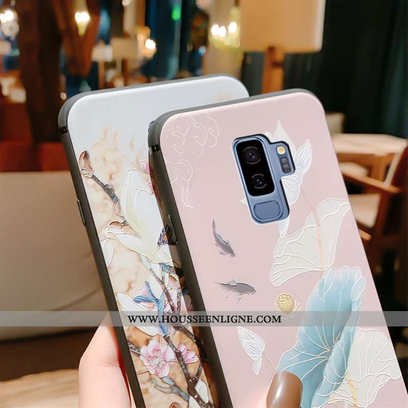 Coque Samsung Galaxy S9+ Fluide Doux Silicone Vent Légère Ultra Protection Gaufrage Bleu