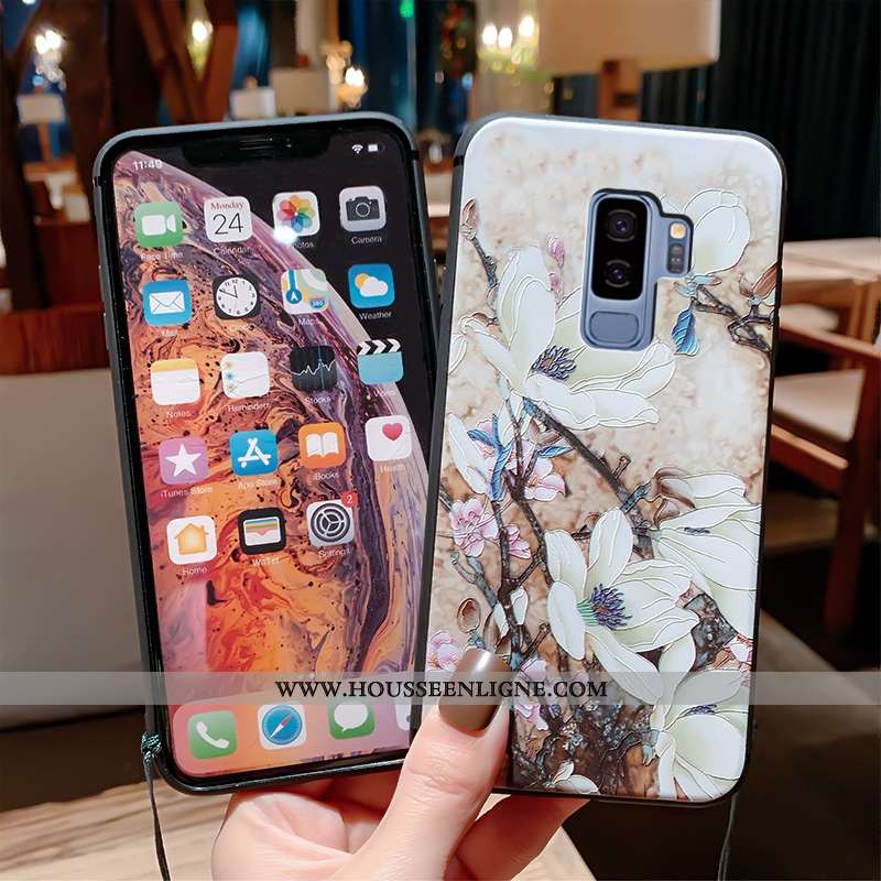 Coque Samsung Galaxy S9+ Fluide Doux Silicone Vent Légère Ultra Protection Gaufrage Bleu