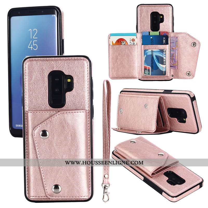 Coque Samsung Galaxy S9+ Ornements Suspendus Portefeuille Étui Cuir Carte Tout Compris Rose