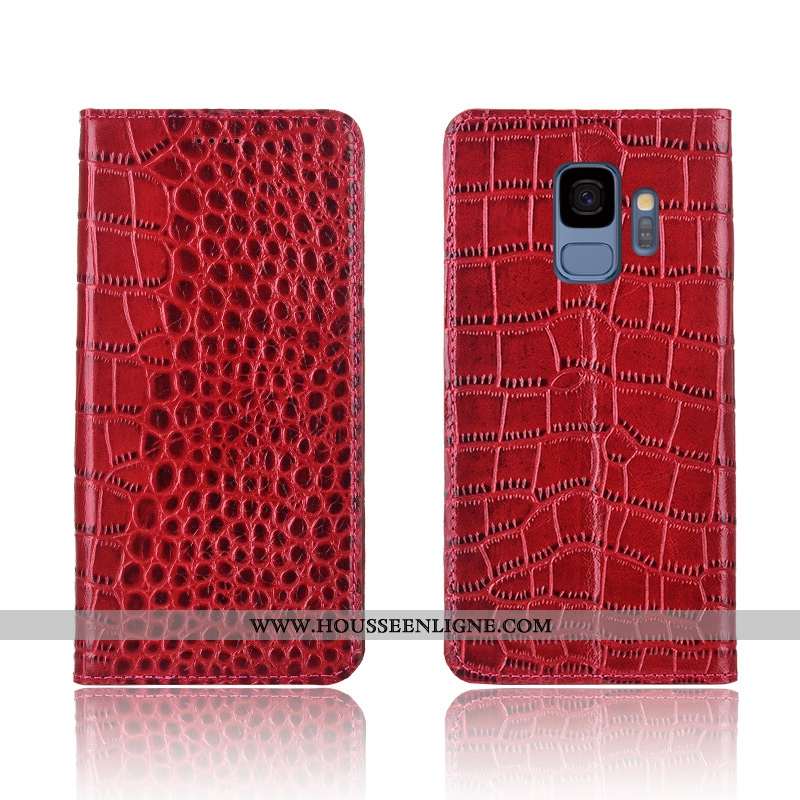 Coque Samsung Galaxy S9 Protection Cuir Véritable Nouveau Clamshell Téléphone Portable Étui Marron