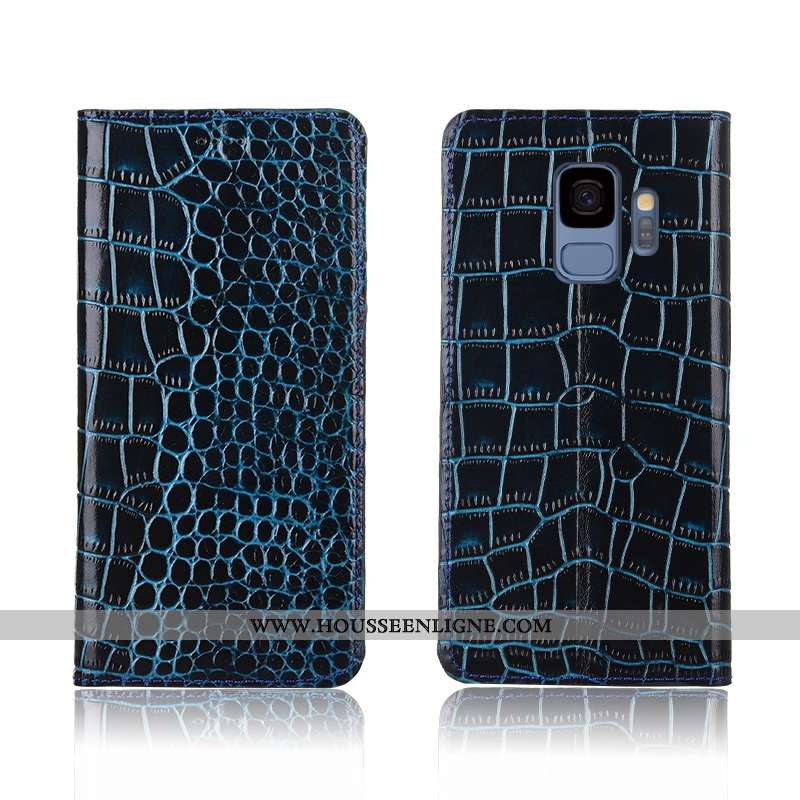 Coque Samsung Galaxy S9 Protection Cuir Véritable Nouveau Clamshell Téléphone Portable Étui Marron