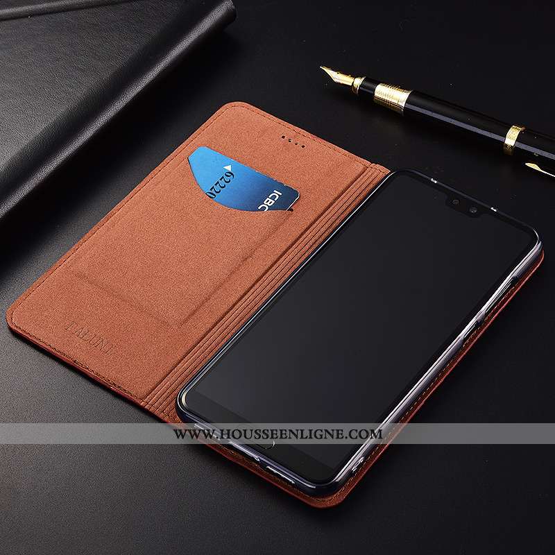 Coque Samsung Galaxy S9 Protection Cuir Véritable Nouveau Clamshell Téléphone Portable Étui Marron
