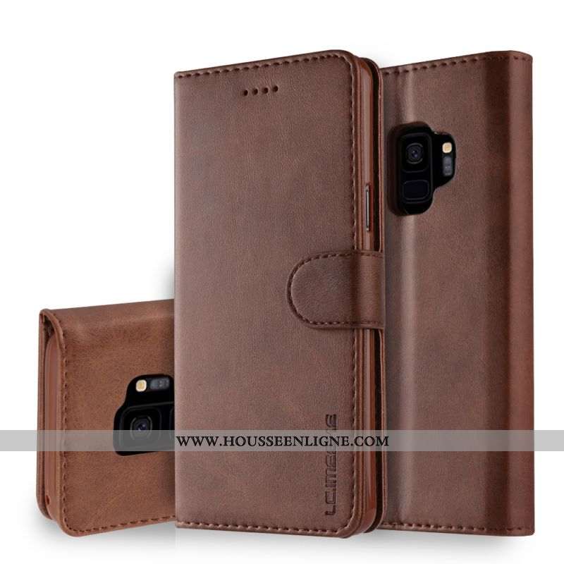 Coque Samsung Galaxy S9 Tendance Cuir Marron Étoile Incassable Tout Compris Étui