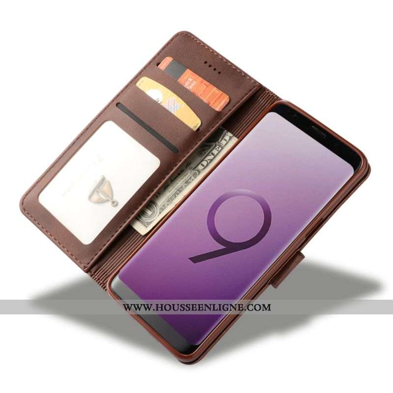 Coque Samsung Galaxy S9 Tendance Cuir Marron Étoile Incassable Tout Compris Étui