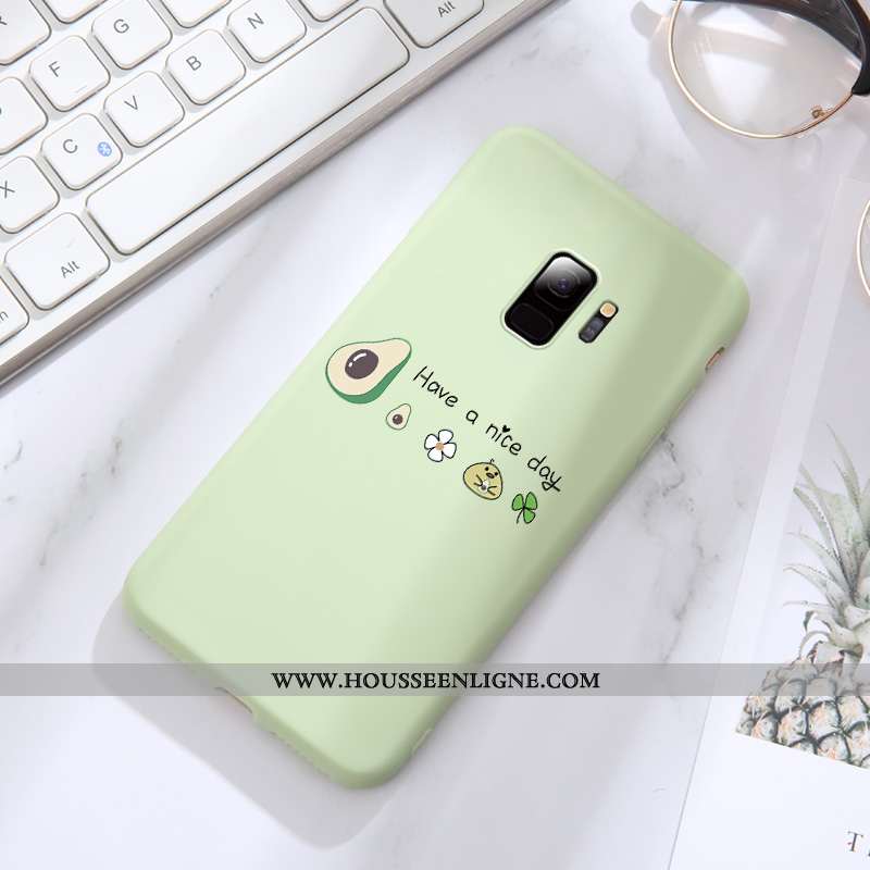 Coque Samsung Galaxy S9 Tendance Fluide Doux Tout Compris Créatif Fraise Bovins Net Rouge Verte