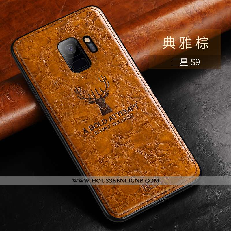 Coque Samsung Galaxy S9 Tendance Légère Nouveau Fluide Doux Protection Étui Mode Marron
