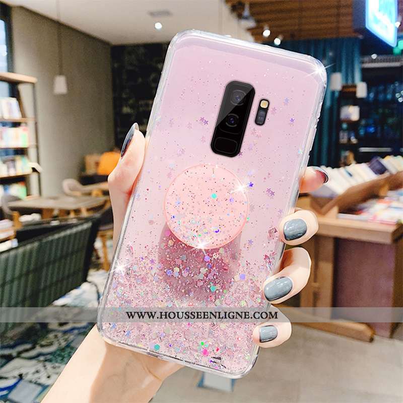 Coque Samsung Galaxy S9+ Transparent Tendance Pu Mode Silicone Tout Compris Fluide Doux Rose