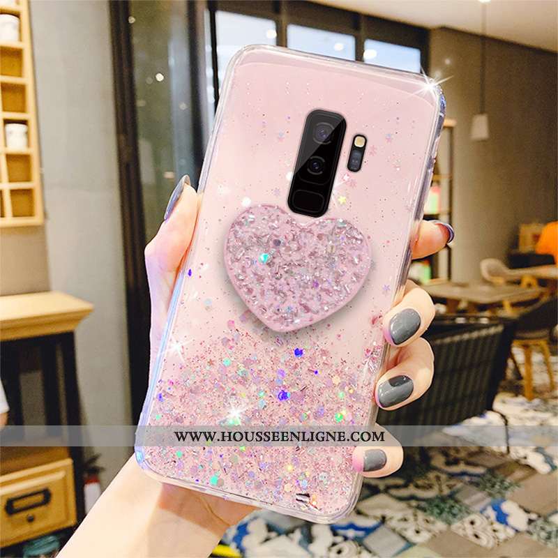 Coque Samsung Galaxy S9+ Transparent Tendance Pu Mode Silicone Tout Compris Fluide Doux Rose
